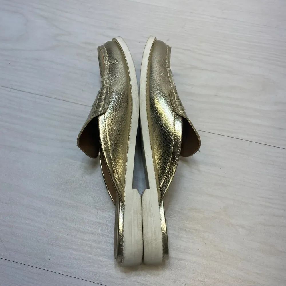 Aerosoles Sally Mule Slip On‎ Loafers Women's Size 9 M Metallic Gold Comfort